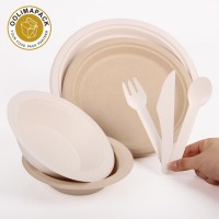 Compostable sugarcane bagasse/ bamboo pulp food container boxes and tableware